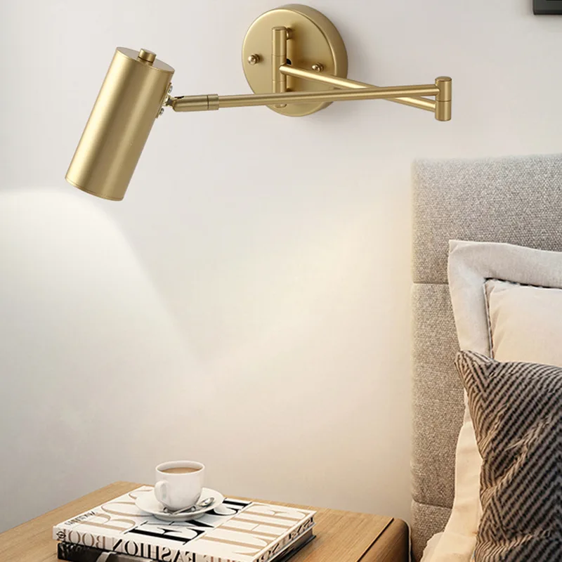 Imagem -06 - Led Telescópica Rocker Wall Light Balanço Longo Braço Interno Sconce Switch Decoração de Iluminação de Cabeceira do Agregado Familiar Sconce Lights