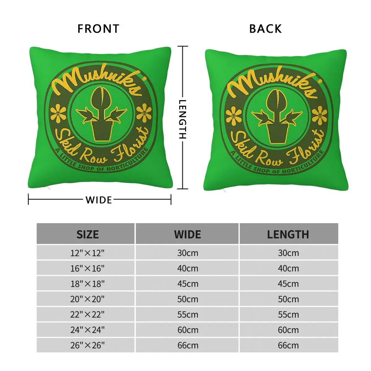 Mushnik's Skid Row Florist Square Pillowcase Pillow Cover Polyester Cushion Decor Comfort Throw Pillow for Home Sofa