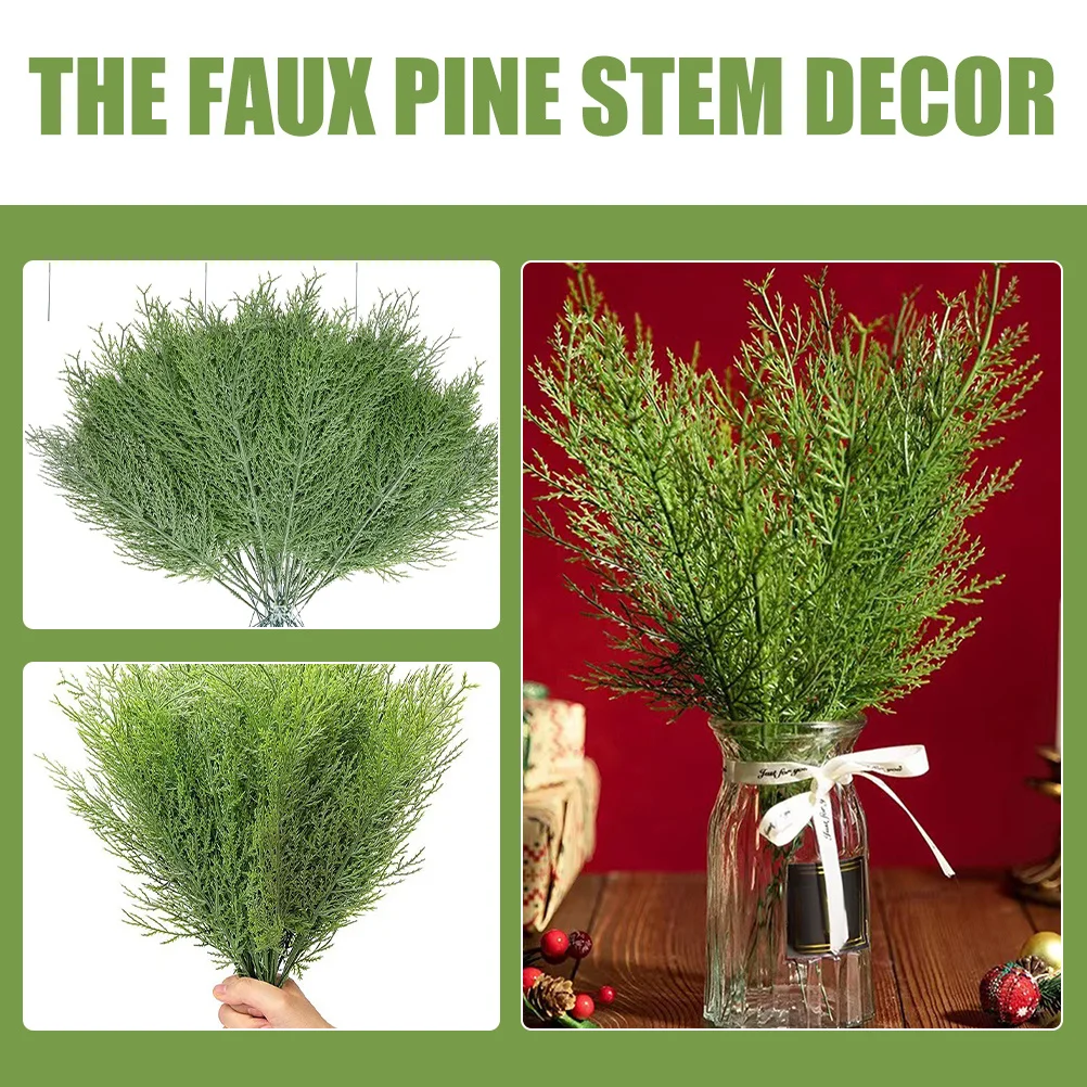 

40pcs Artificial Needles Branches Realistic Faux Pine Branches For Christmas Wreath Diy Xmas Garland Home Decoration Winter