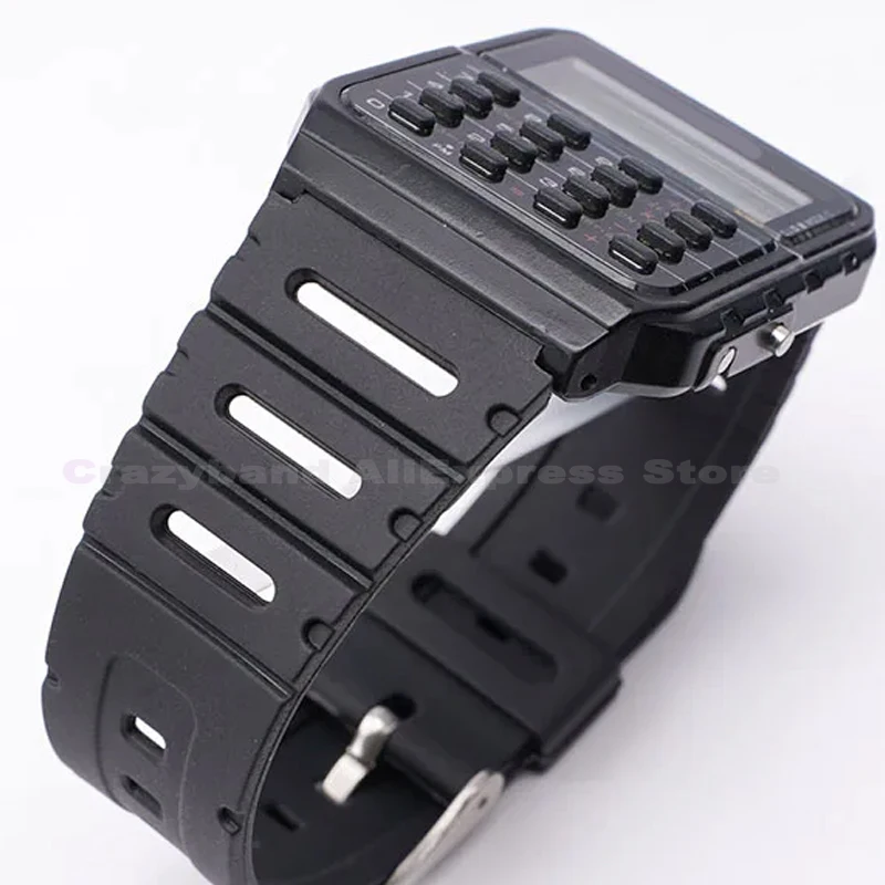 20mm Silicone Watch Straps for Casio CA-53W CA-61W FT-100W Replacement Resin Band Retro Mens Digital Watch with Plastic Strap - view 4