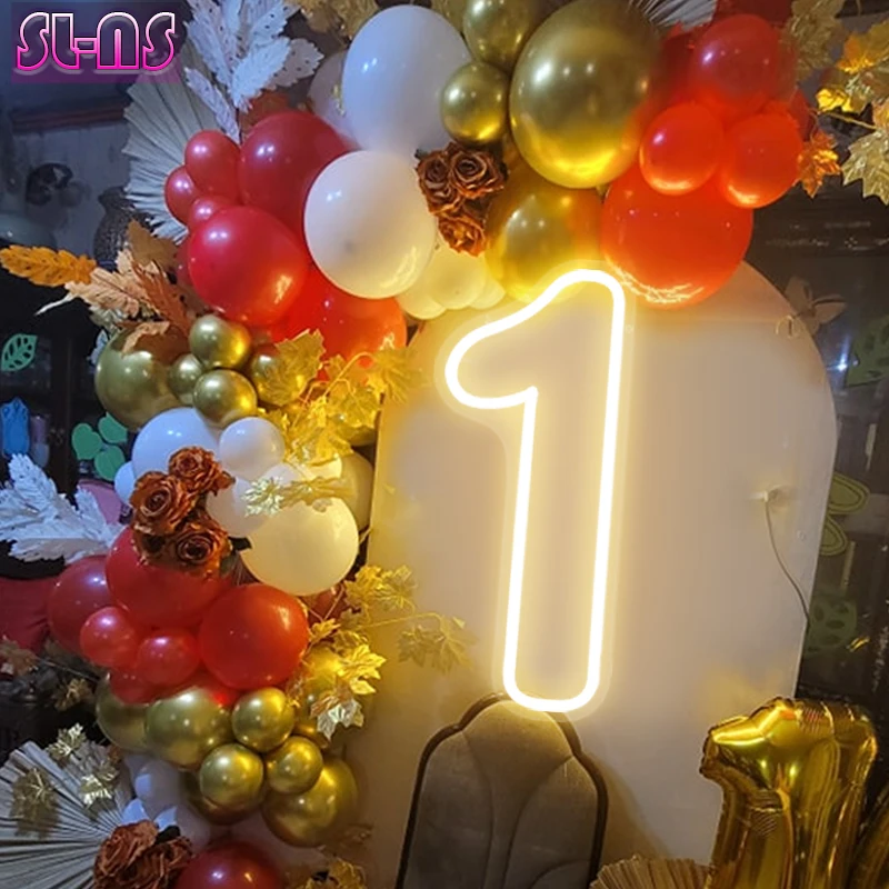 Acrílico LED Neon Sign Lights Com Interruptor, Números De Cores Quentes, Festa De Aniversário, Casamento, Negócios, Salão De Beleza, Decoração Da