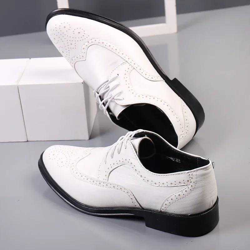 Genuine Leather Dress Shoes Men Summer Hollow Out Plus Size Luxury Cowhide Man Business Shoes Wedding Footwear Casual Shoe Male