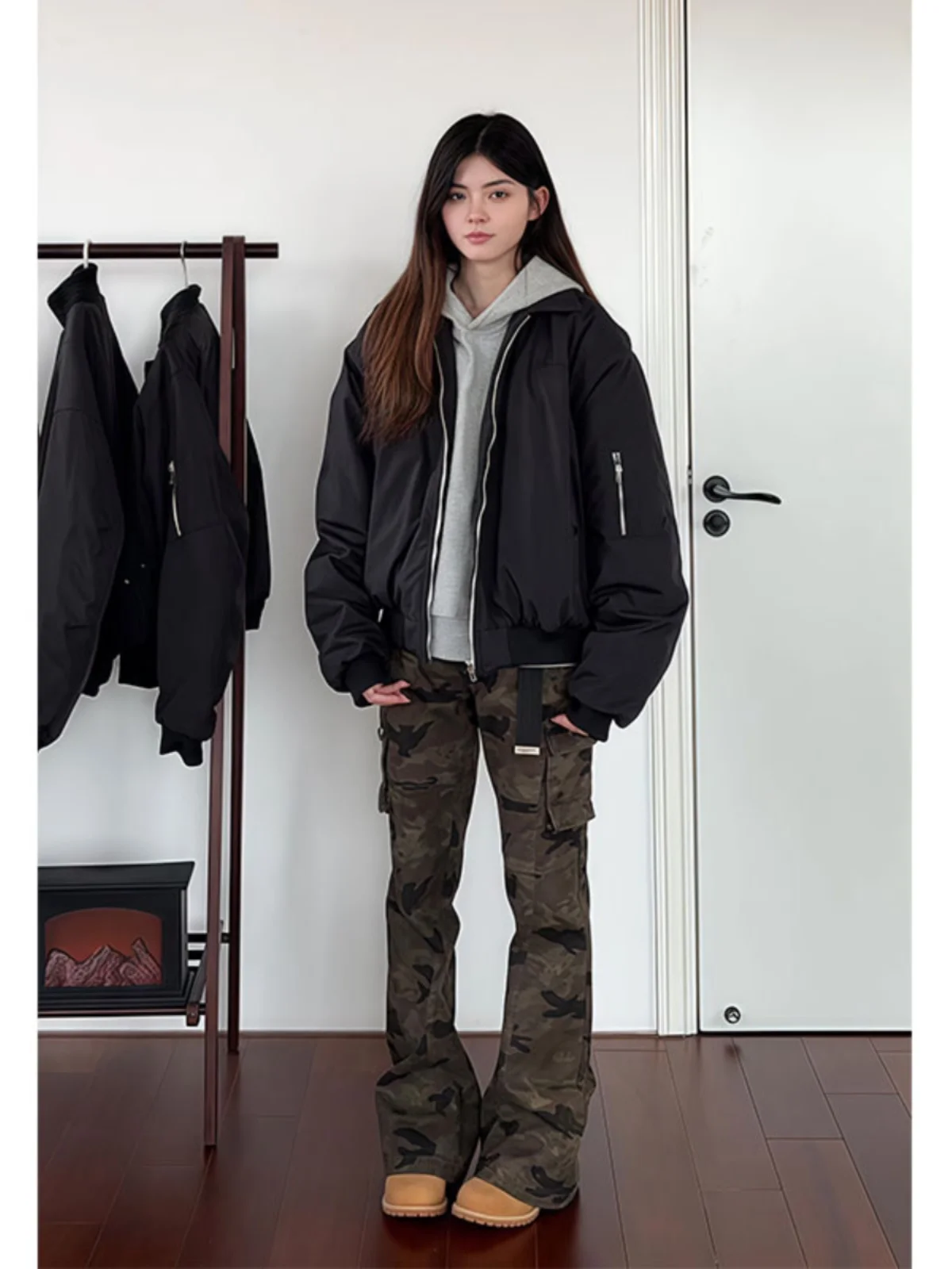 

Camouflage Workwear Pants Men's High Street Loose Straight Leg Trousers Autumn Winter Faionable Youthful Sle Boy's Pants