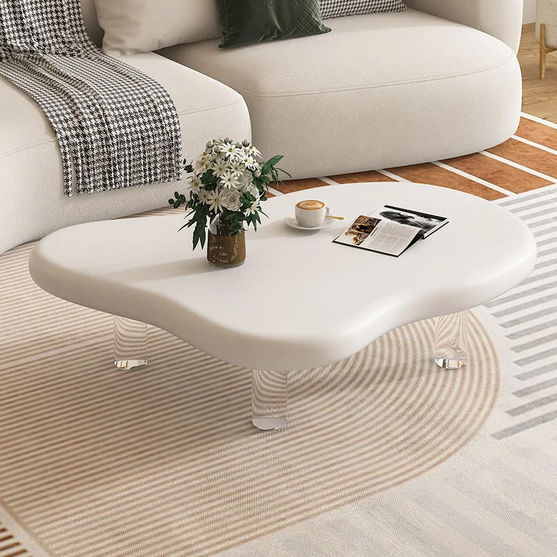 Table basse de luxe pour salon, lumière vent crème, petit appartement, maison, suspension nuage simple