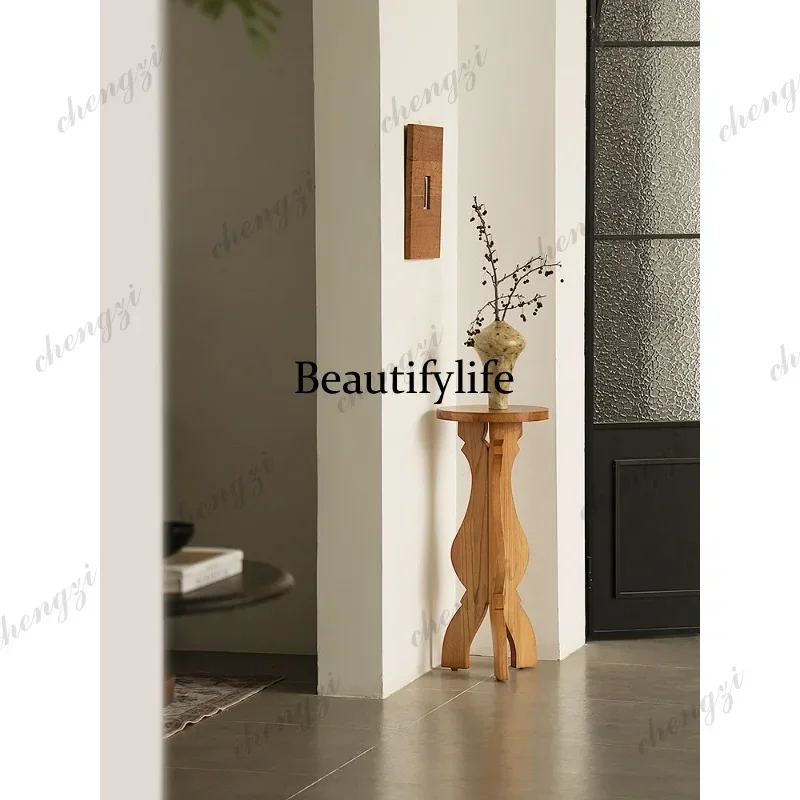 M45 Used Tripod Flower Stand Solid Wood Base Storage Rack Floor-standing French Flower Table Decorative Ornament