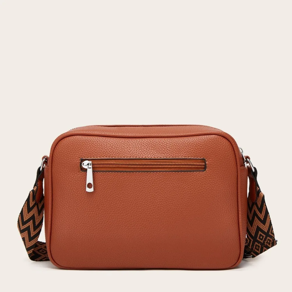 Fashionable Women's Single-shoulder Crossbody Bag Soft PU Leather Large-capacity Vintage Style Square Camera Bag