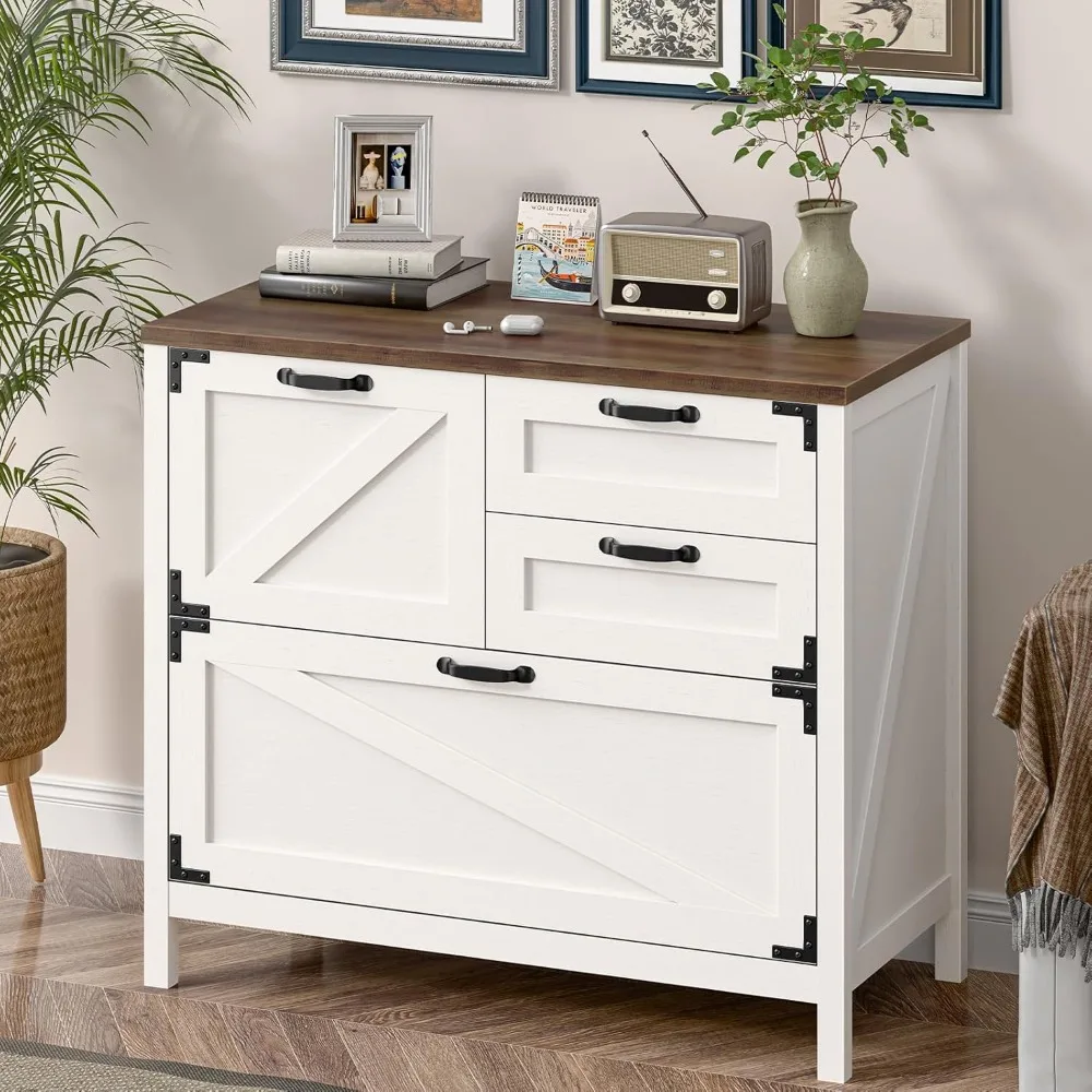 4-Drawer Lateral File Cabinet for Home Office, Large Farmhouse Style, Suitable for Letter, A4, and Legal Size Files