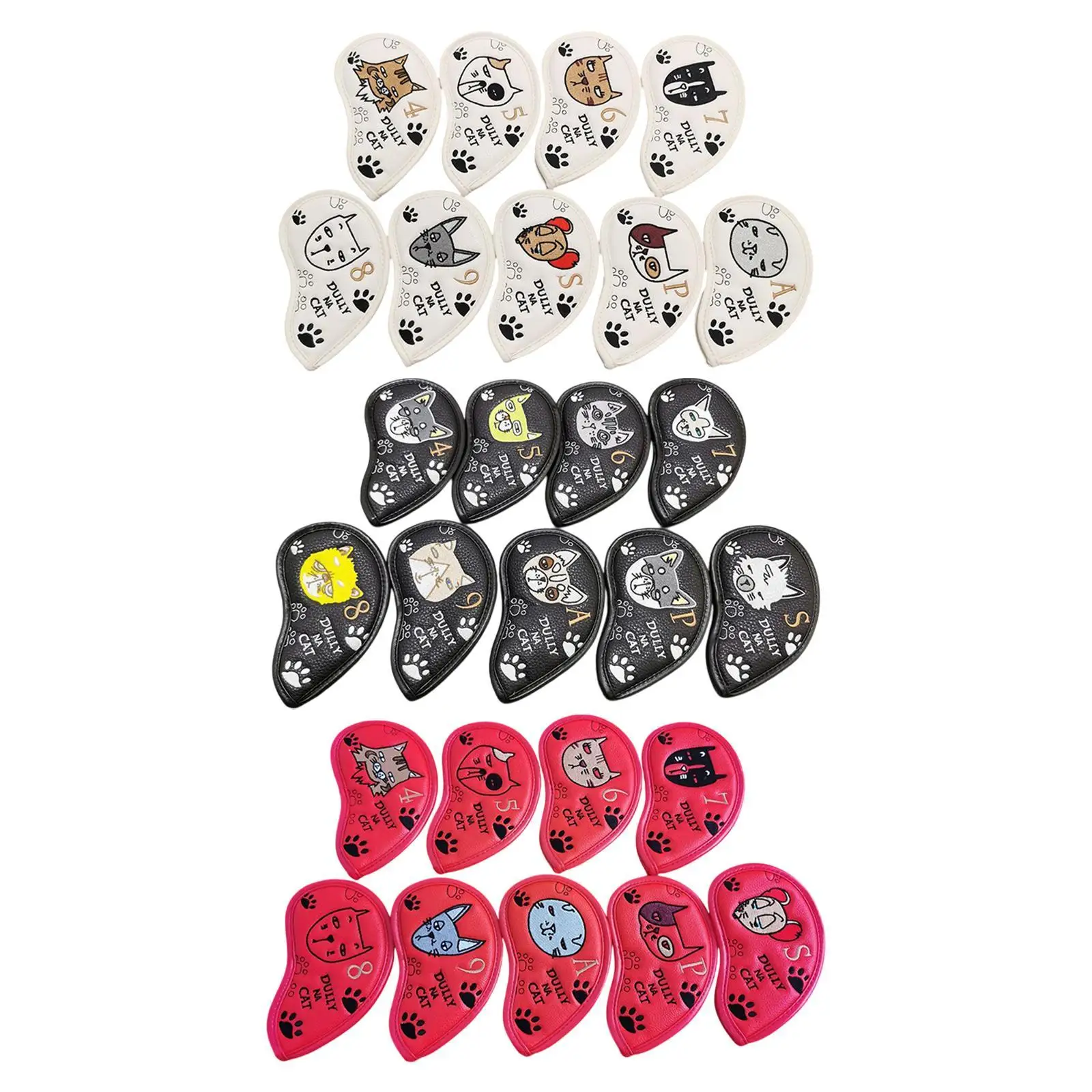 9 Pieces Golf Iron Covers Set Golf Club Head Covers Wear Resistant PU Leather Cover Sleeve Protector for Practice Festivals