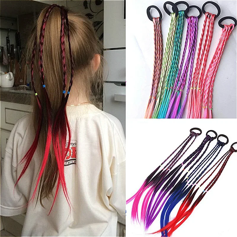 1pcs New Simple Kid Elastic Hair Band Rubber Hair Accessories Kids Wig Headband Girls Twist Braid Rope Headdress Child Gift