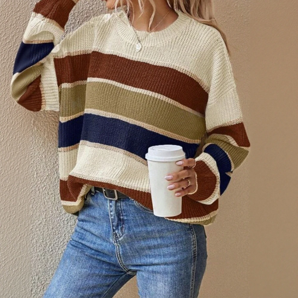 

Свитер с длинными рукавами и круглым вырезом в деловом стиле, облегающий дизайн, прямые рукава-трубы, украшение не требуется