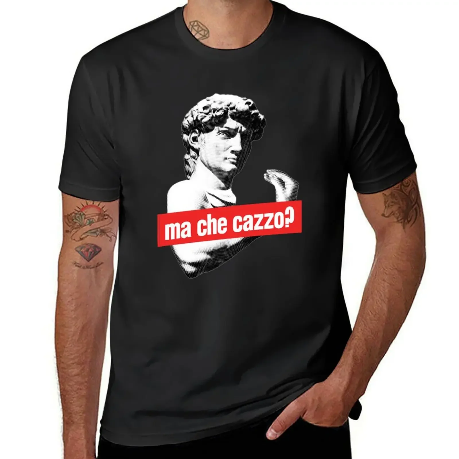 

Ma Che Cazzo! Funny David Sculptur with talking Hand T-Shirt oversizeds cute tops men clothing