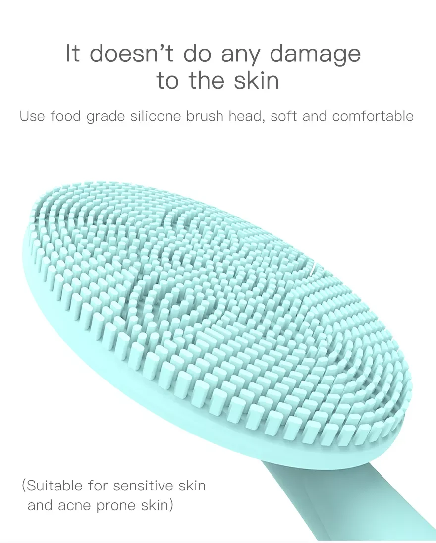 Brosse électrique de nettoyage du visage sonique à poignée, avec 5 vitesses réglables, vibration pour un nettoyage en profondeur, massage exfoliant doux