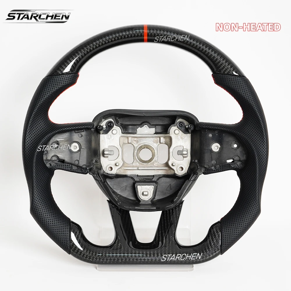 

Flat-Bottom Real Carbon Fiber Steering Wheel for Dodge Charger Challenger Durango Hellcat 2015-2026