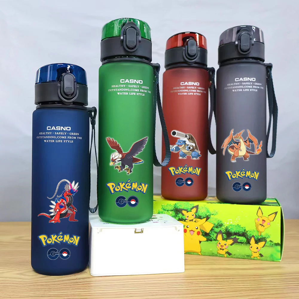 560ml Pokemon Charizard Blastoise Umbreon Plastic Resistant Water Bottle Large Capacity Outdoor Camping Sport Fitness Drink Cup