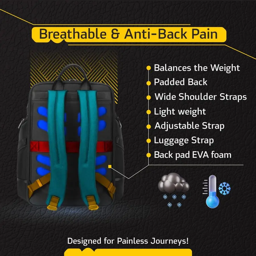 حقيبة ظهر للأعمال للرجال والنساء، حقيبة ظهر للعمل مقاس 15.6 بوصة، حقيبة سفر عالية الجودة مع منفذ شحن USB، مقاومة للماء