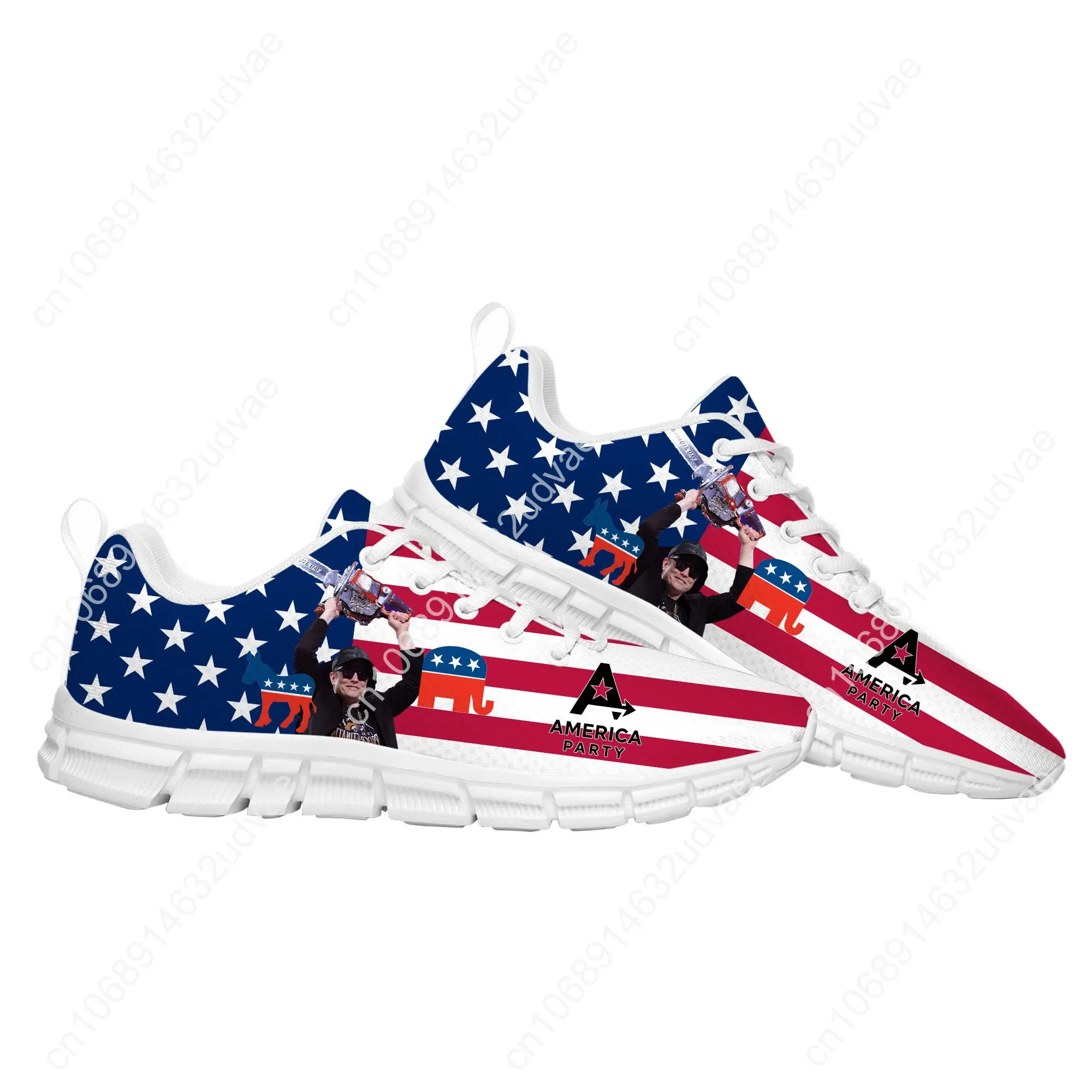 America Party Sports Shoes Mens Womens Teenager Sneakers Elon Musk Elastic Durable Footwear Casual Custom Couple Shoes White