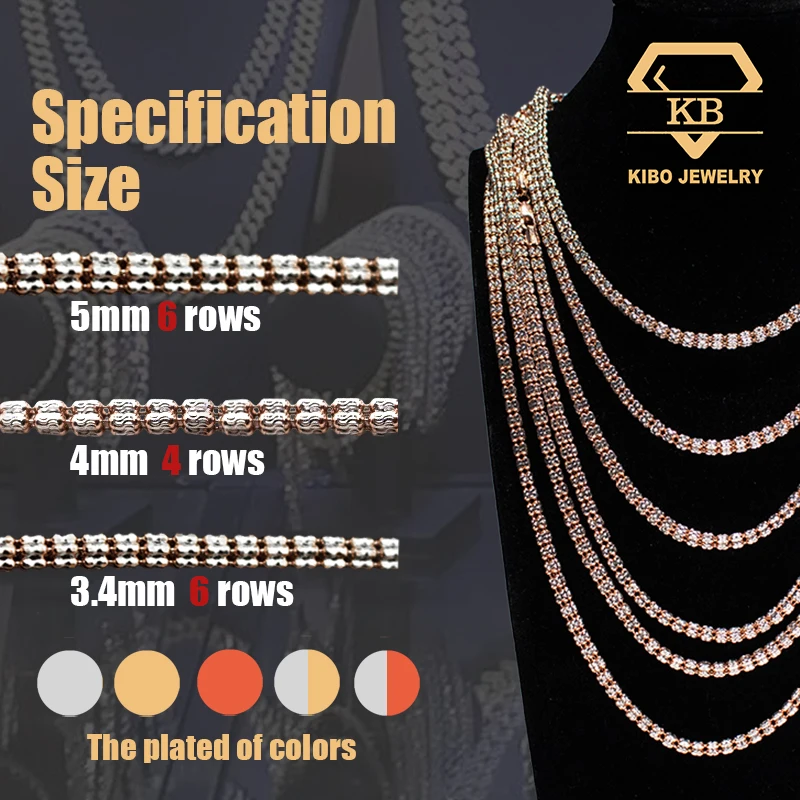 

Kibo Jewelry 925 Sterling Silver 3.4mm Moon Ice Chain Necklace