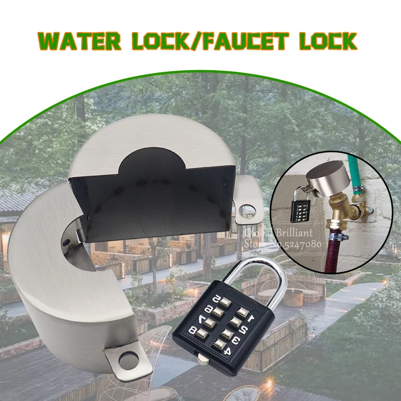 Stainless Steel Outdoor Faucet Locks  Steel Faucet Door Handle Anti-Theft Gate Valve Device for Home Outdoor Gardens Backyards