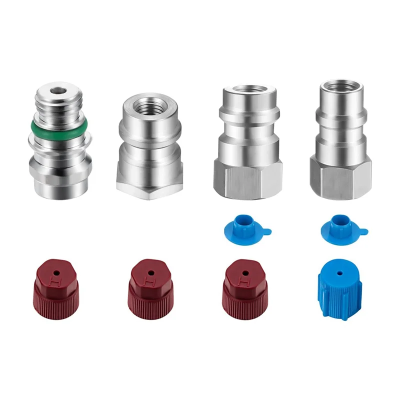 

4Pc VA-LH11 A/C R-12 To R-134A Retrofit Conversion Adapter Fitting For 1/4 SAE Thread Low High Side Conversion Parts-A54R
