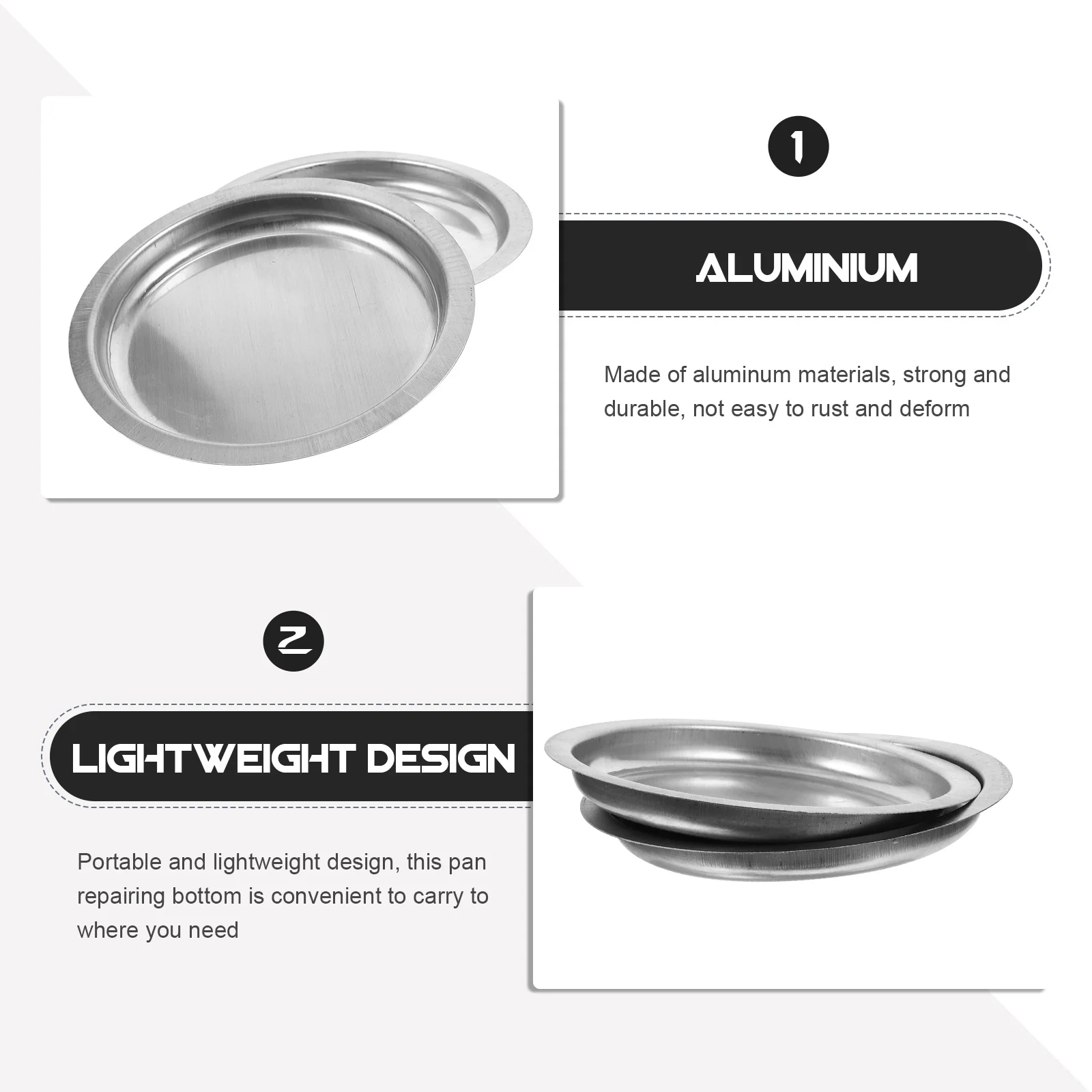 

2pcs Aluminum Sheet For Pan Repairing Round Pot Bottom Fixing Material Lightweight Kitchen Tool Accessory