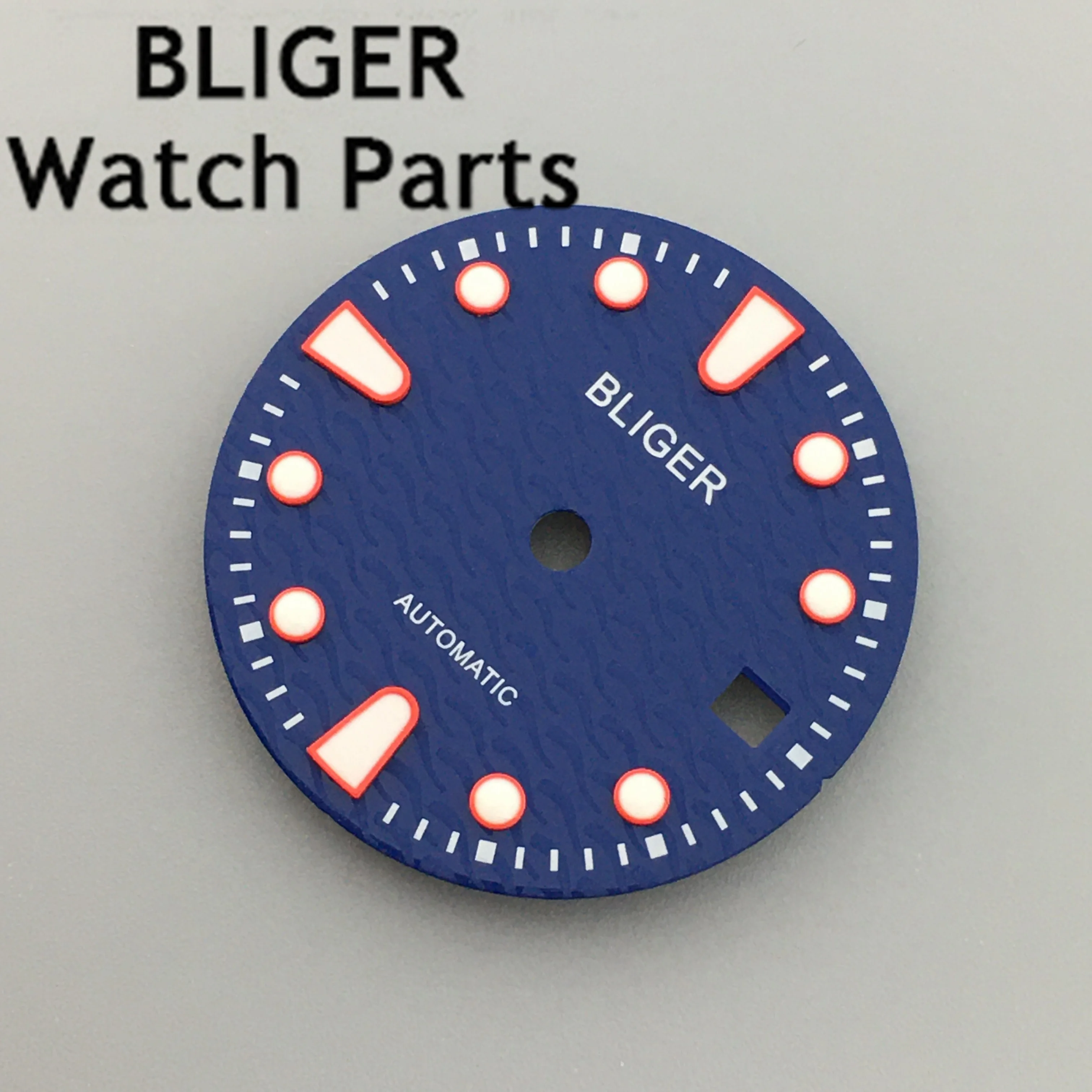 BLIGER-esfera de reloj de 28,5mm, accesorio de color negro, verde y azul, ajuste luminoso verde, movimiento Mingzhu DG2813 3804