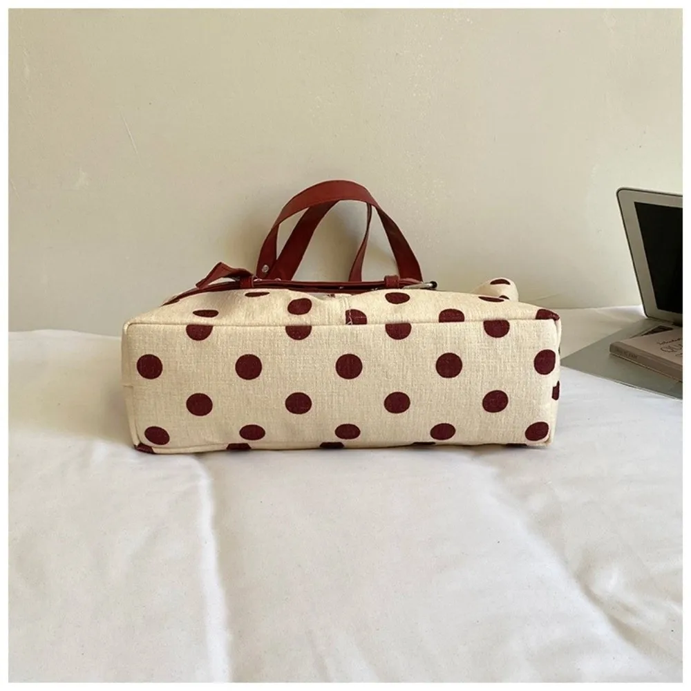 Fashion Adjustable Polka Dot Handbag Large Capacity Korean Style Shoulder Bag Belt Buckle Tote Bag Women