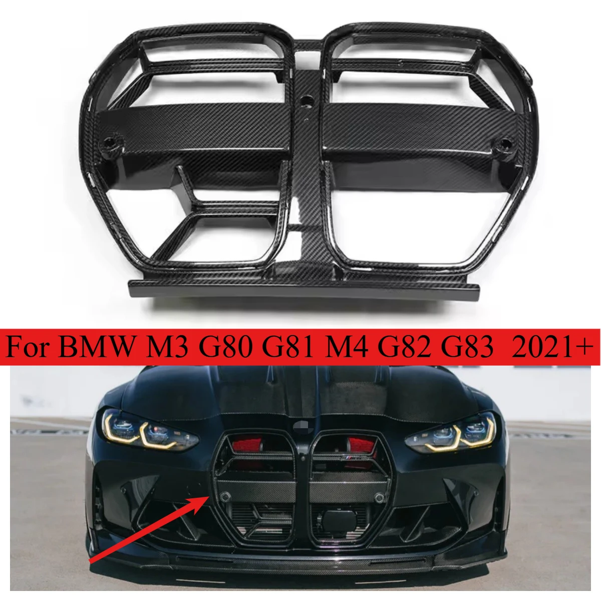 

Dry Carbon Fiber Front Grille CSL Style for BMW M3 G80 G82 G83 M4 WITH ACC Carbon Front Bumper Kidney Grille Automotive