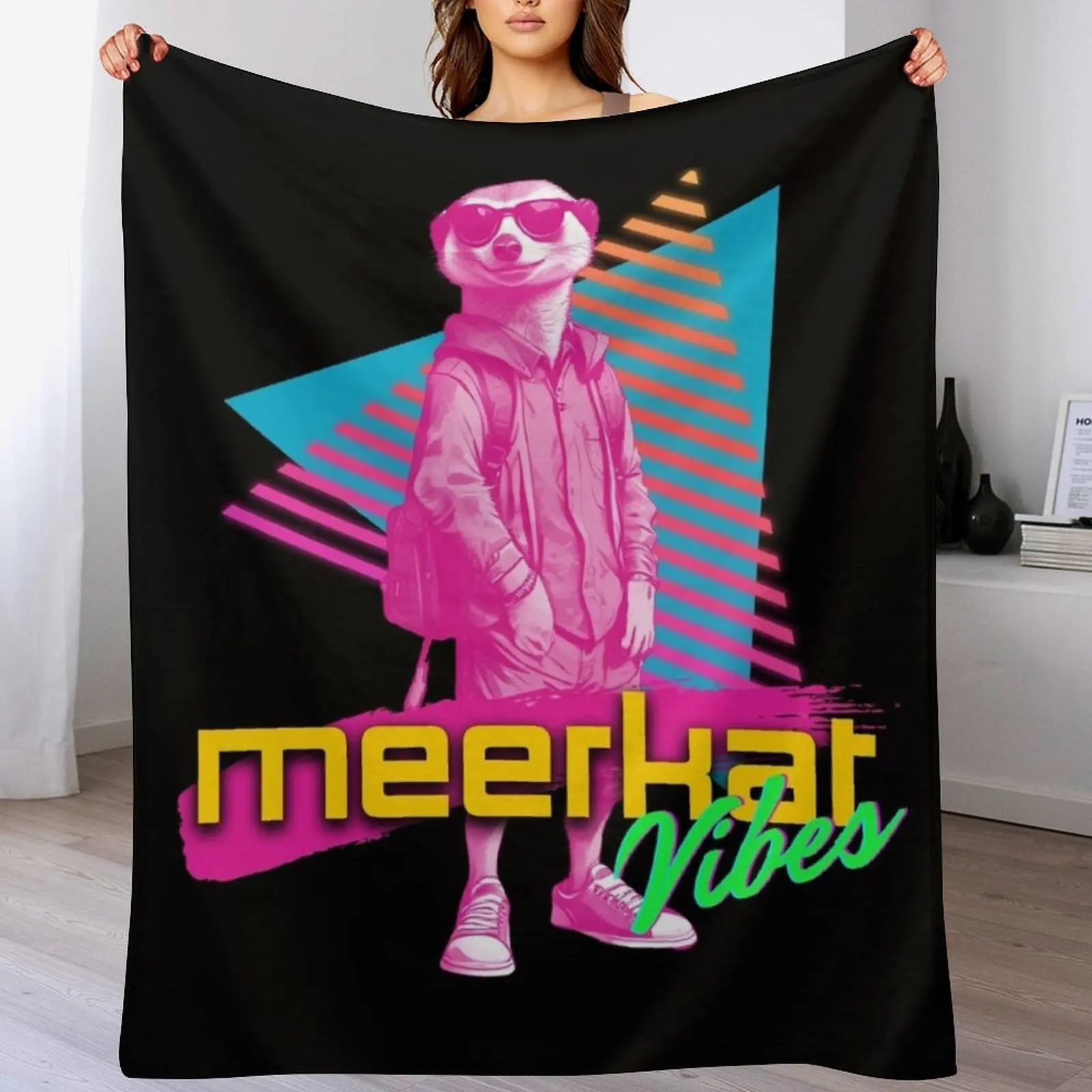 Meerkat Vibes Throw Blanket Easy Care Comfortable Blanket for Couch