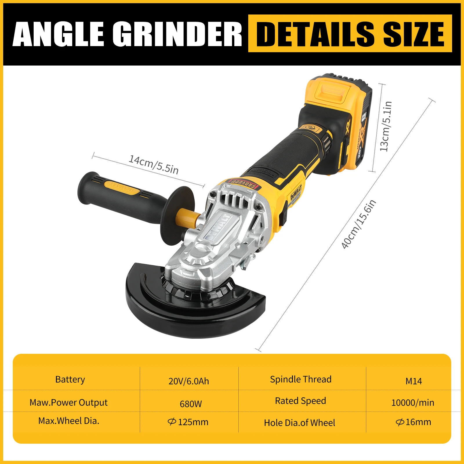 DEWALT 20V Brushless Electric Angle Grinder DCG405FN 125mm M14 Polisher Cutting Machine  Cordless Impact Rechargeable Power Tool