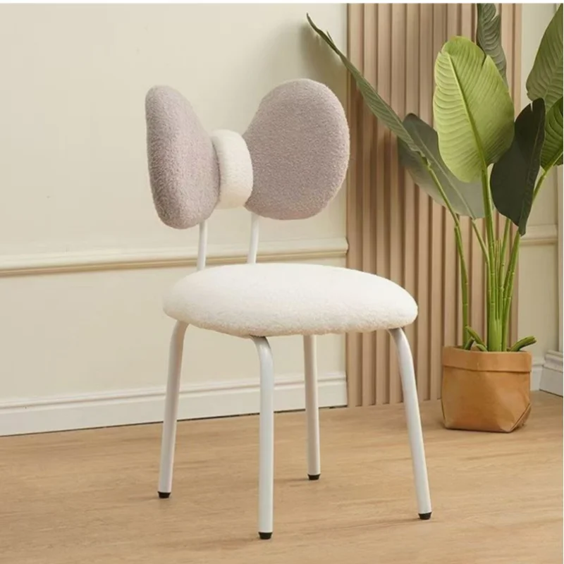 Bedroom Makeup Chair Light Luxury Dressing Chair Soft Back Manicure Butterfly Knot Backrest Chair Modern Makeup Stool New