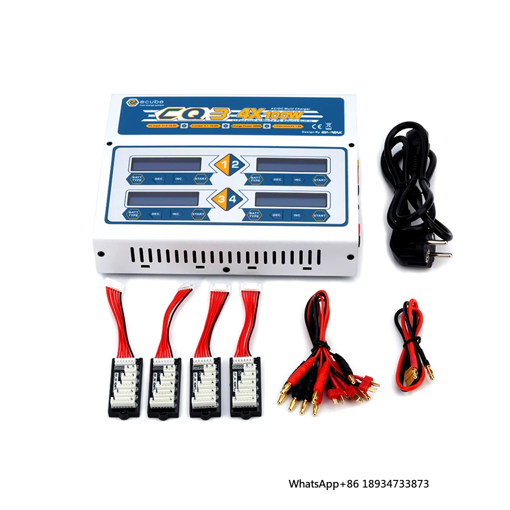 EV-PEAK CQ3 10A 4*100W 110-240V AC/DC 4 Channel Balance Battery Charger for FPV UAV Accessories