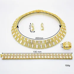 JRH Jewelry Sets For Woman Wedding Parties Jewellery Necklace Earrings Rings Bracelets For Women Gift Plating 18k With Stone