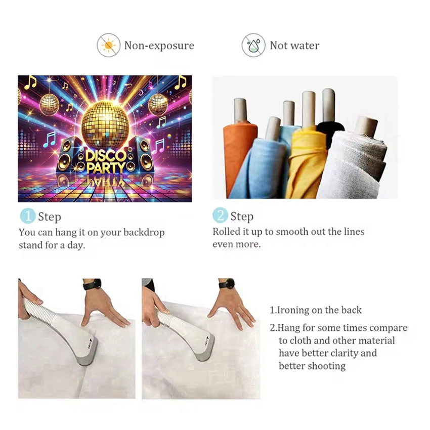 70s 80s 90s Disco Dance Partys Decorations Backdrop Club Retro Neon Ball Stage Banner Birthday Props Photo Background Supplies view 2