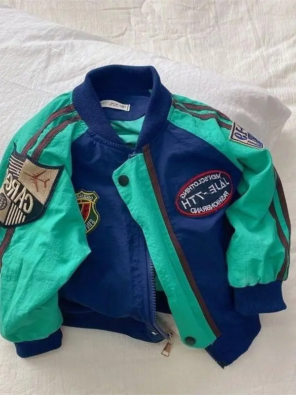 Jaqueta de Beisebol para Meninos, Moda Primavera, Estilo Coreano, Casaco Casual de Algodão, Roupas Modernas para Crianças, Ag...