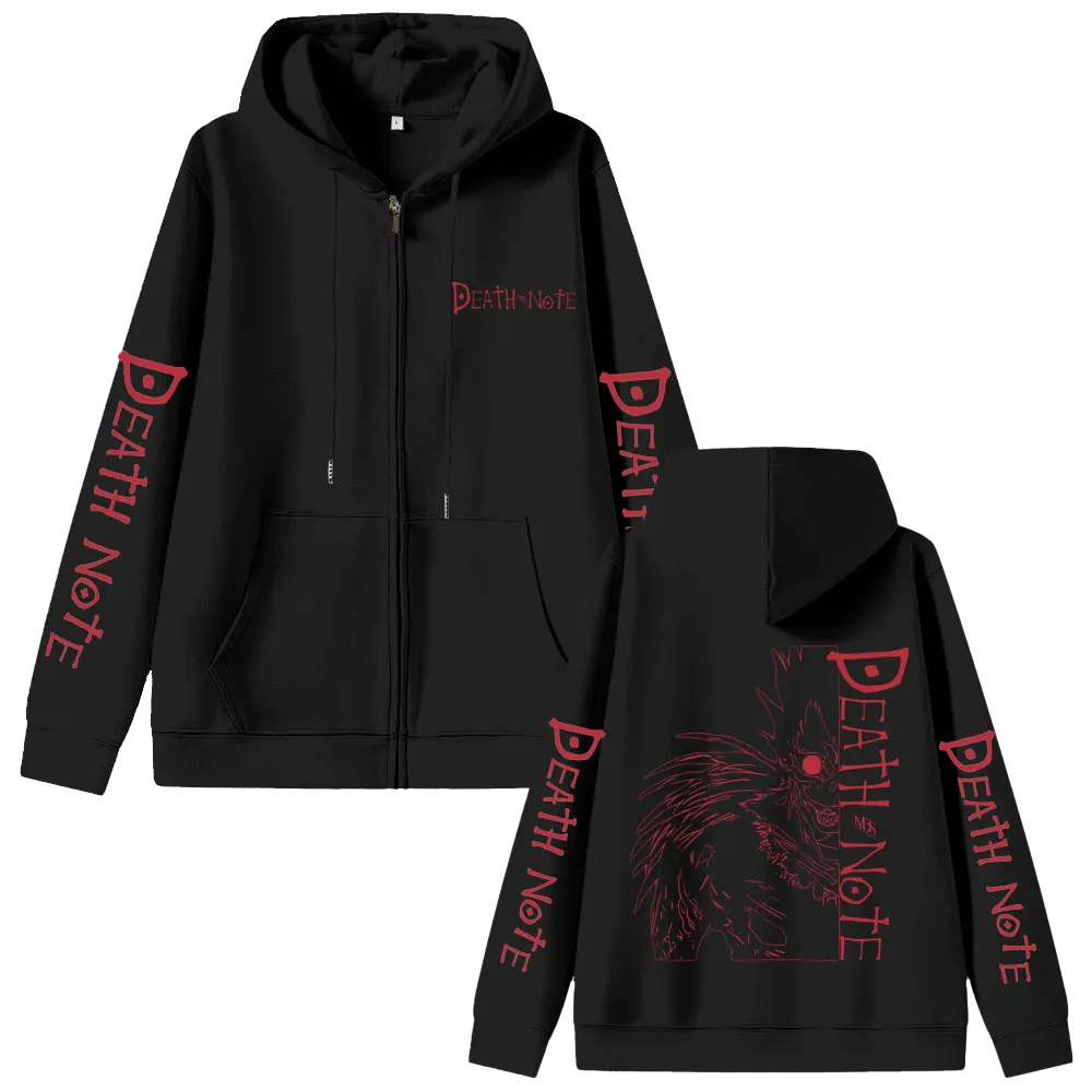 

Anime Death Note Ryuk Face Graphic Zipper Hoodie Male Cartoon Manga Merch Zip Up Jacket Men Women Casual Cotton Vintage Hoodies