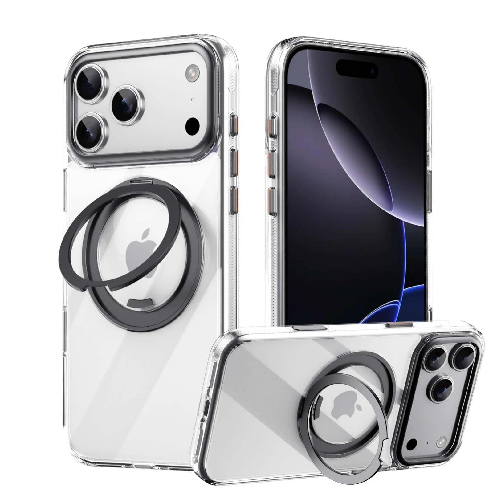 

Magnetic 360°Rotation Stand Phone Case For iphone 17 pro max casе iphone 17magsafe funda iphone 16 15 pro With Ring Holder cover