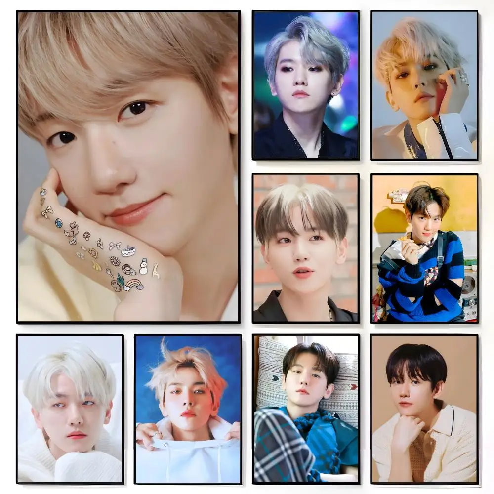 Charismatic Vocal Korean Handsome Kpop Singer B-Byun Baekhyun Poster American Film Mural Home Childrens Room Wall Decor Print