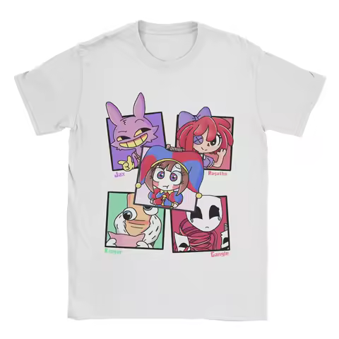 Funny Pomni Jax Ragatha Kinger Gangle from The Amazing Digital Circus T-Shirt Cotton T Shirt Short Sleeve Tees Gift Idea Clothes