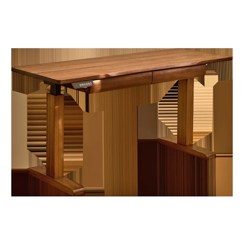 Gaming electric adjustable lifting workbench office computer black walnut desk