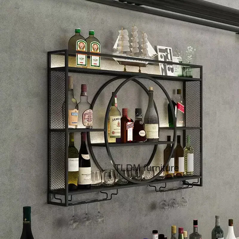 

Shelf Whisky Wine Cabinets Industrial Modern Club Liquor Salon Wine Cabinets Storage Metal Buffet Stojak Na Wino Bar Furniture