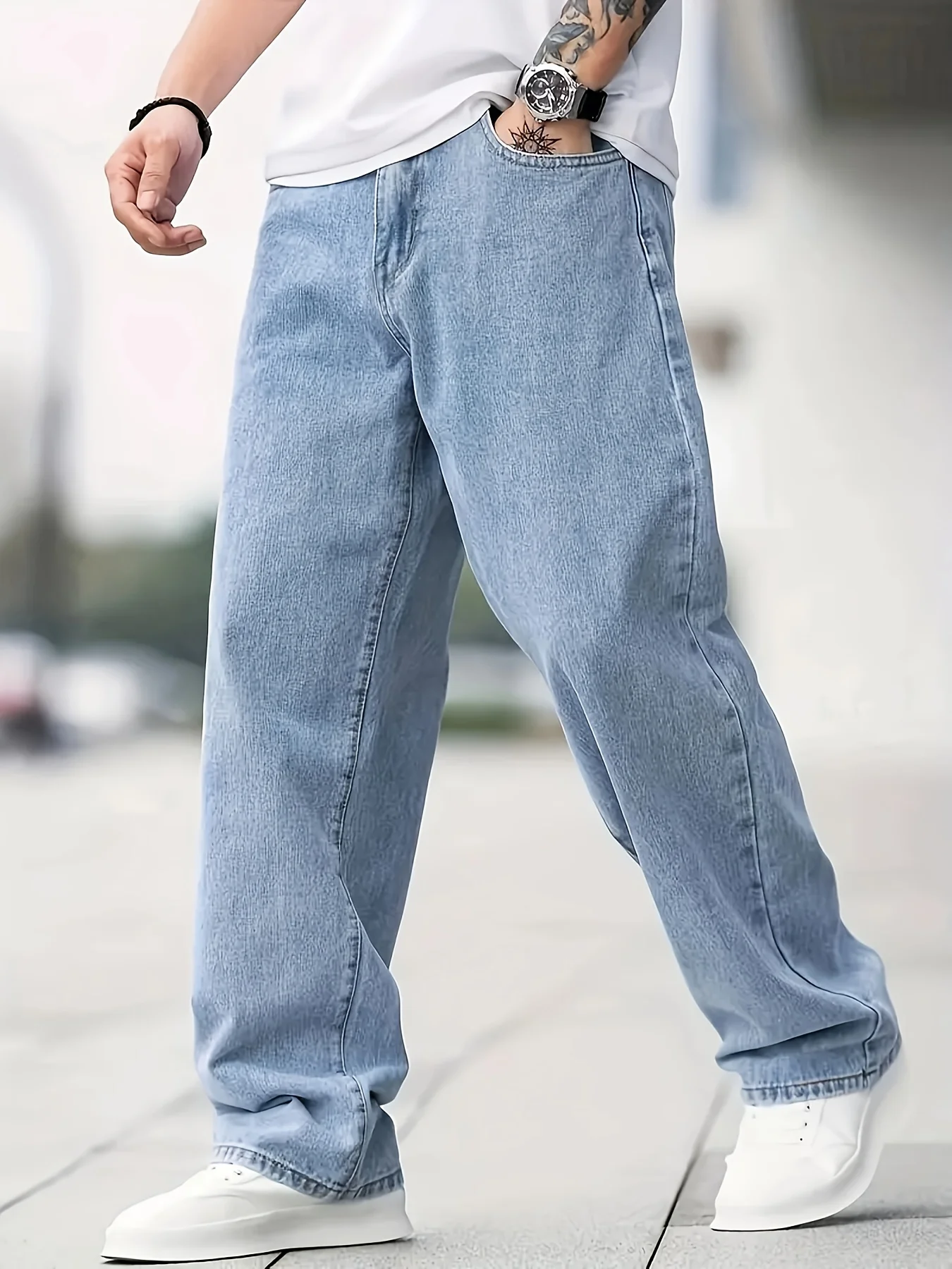 

Men's stylish washed denim pants