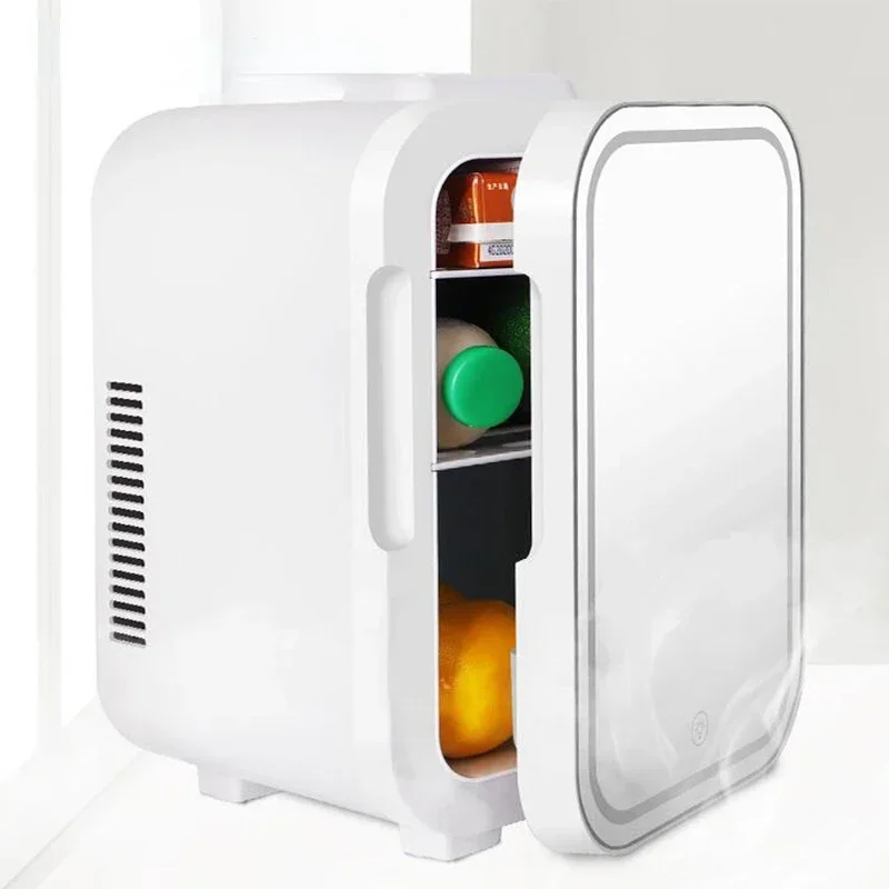 

Mini nevera portátil con espejo para cocina, compresor automático para dormitorio de estudiantes, hogar, Picnic, Camping