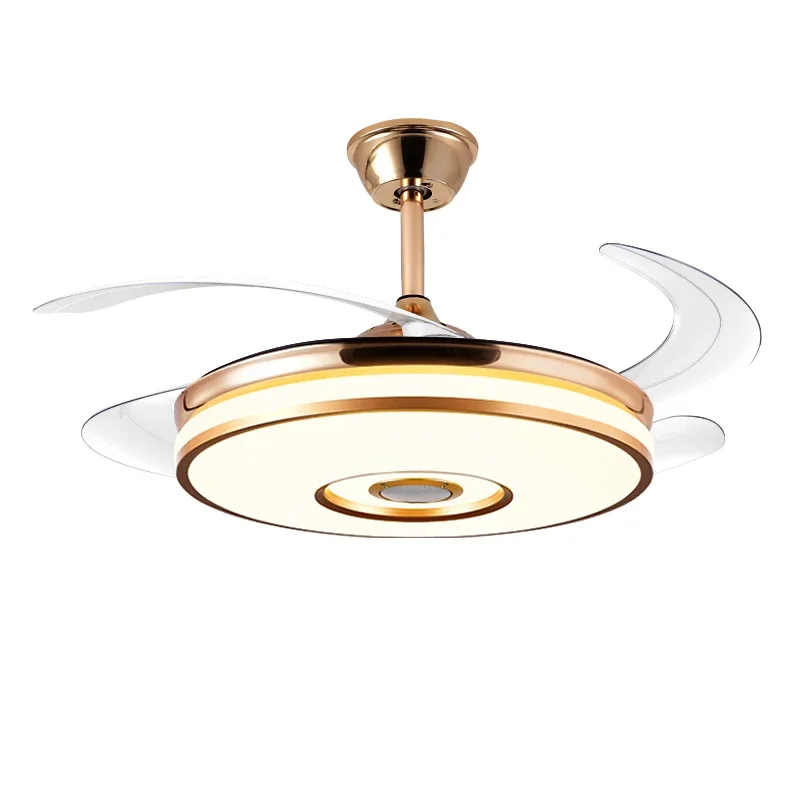 

Modern Luxury LED Copper Remote Control Motor Home Office Speaker Dimmable Ceiling Fan