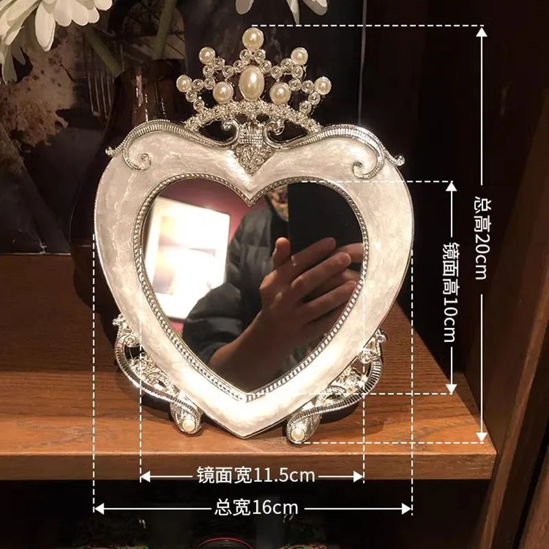 Heart Shaped Dressing Mirror Small Desk Cute Korean Style Irregular Mirror Quality Creative Design Miroir Mural Home Decoration