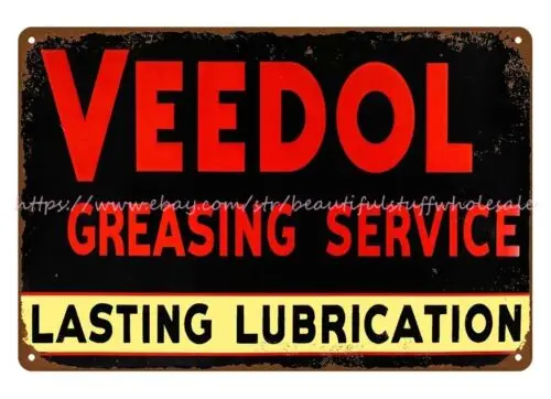 western art Veedol Greasing Service Lasting Lube auto car shop metal tin sign