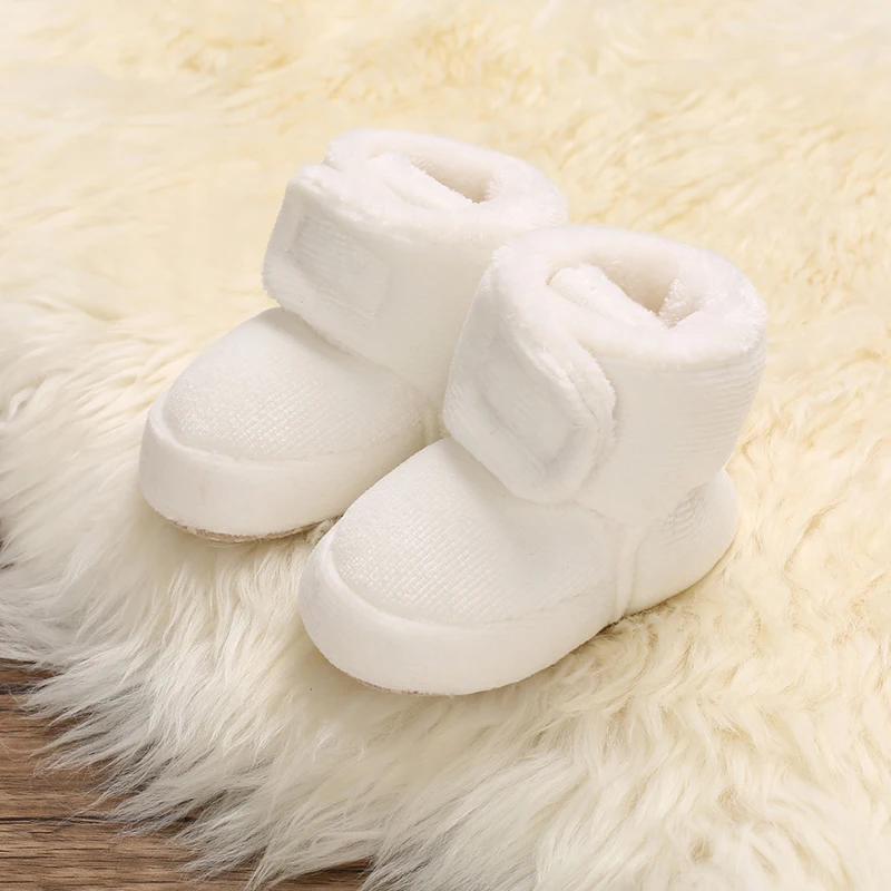 Infant Baby Winter Snow Boots Solid Color Soft Warm Non-Slip Baby Winter Warm First Walker Shoes