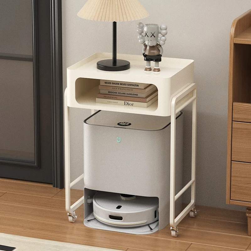 

Cream wind storage rack Living room sweeping robot shelf Narwal significant other removable sofa side few trolleys