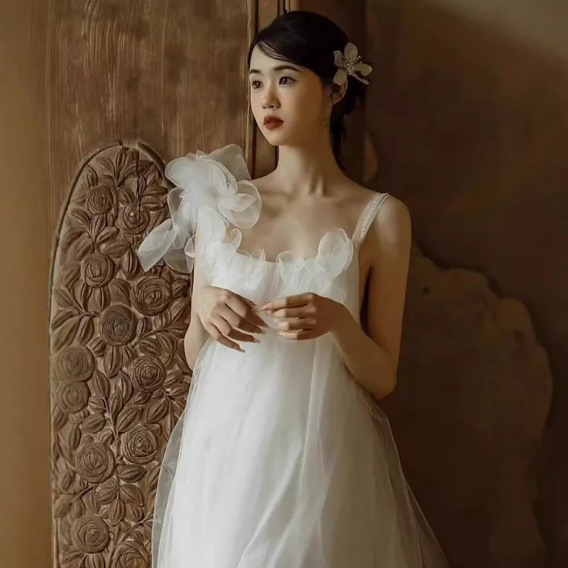 Vestido de novia ligero estilo Mori, vestido de registro de fotografía de alta calidad, sesión de fotos de viaje de boda, vestido de fotografía para mujer pequeña