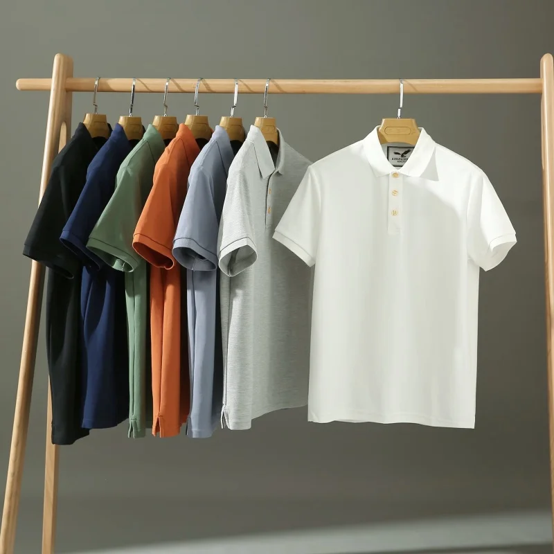 

Summer 2024 Men's Pure Color irt ort Sve Faionable Georgette Cotton irt Turn-down Collar Casual Urban Wear