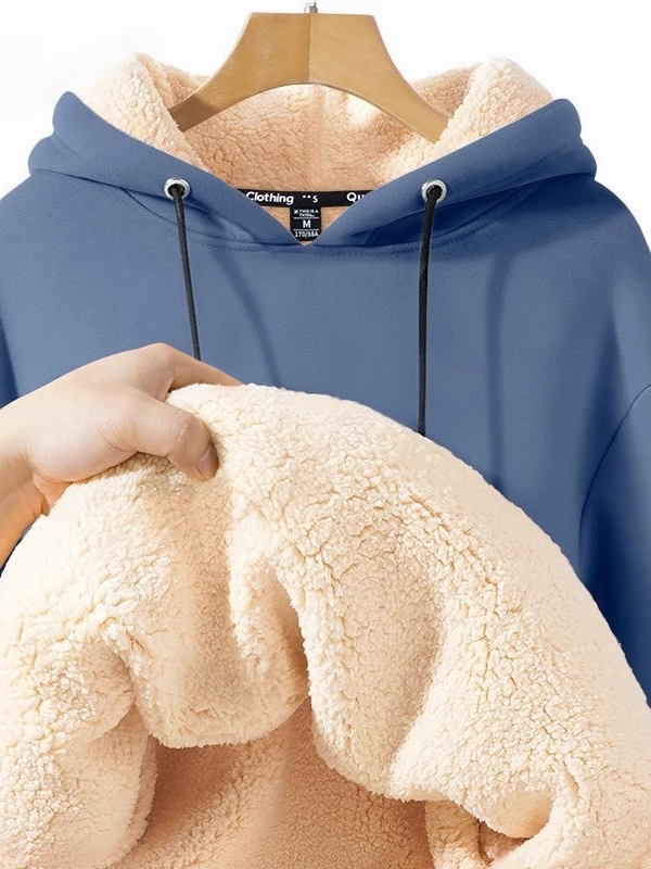 Luy Year – sweat à capuche en velours d'agneau pour homme, grande taille, décontracté, coupe cintrée, en coton biologique, Long, automne-hiver